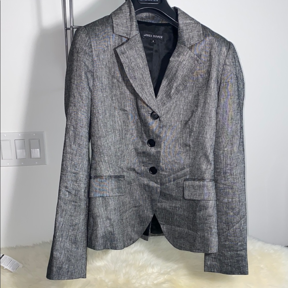 Gray Modern Fit Blazer Wool Blend